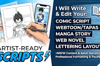 write and edit your comic webtoon book script web novel manga lettering nsfw