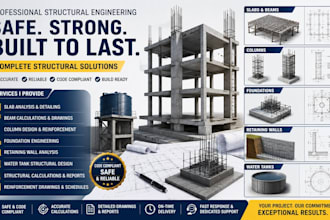 do structural load calculations for beams, slabs, columns, and foundation