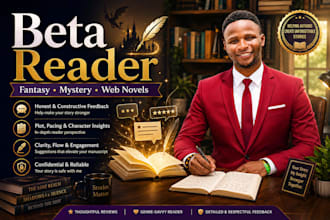 beta read your fantasy, mystery, or web novel and provide honest feedback