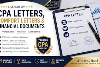 prepare certified CPA letters, comfort letters and financial documents