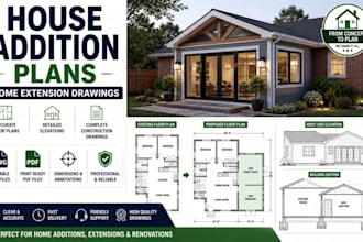 draw house addition plans extension plans construction drawings for city permit
