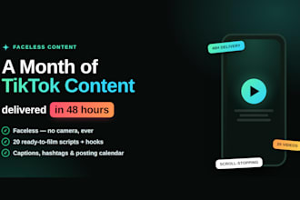 create a full month of faceless tik tok content in 48 hours