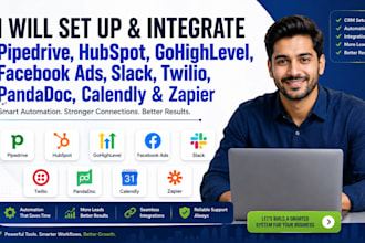 pipedrive hubspot gohighlevel facebook ads slack twilio pandadoc, calendly zap