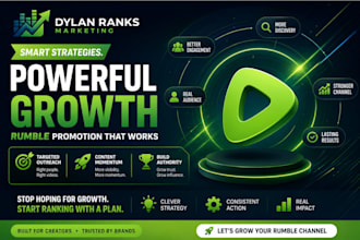 do organic rumble video promotion and organic  rumble channel growth