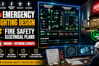 design indoor outdoor emergency lighting fire safety electrical layout