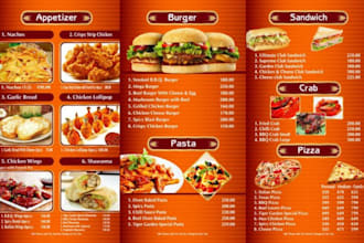 design modern restaurant menu, digital menu, cafe menu, price list in 8 hours