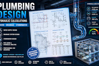 design plumbing water supply drainage stormwater system, hydraulic pipe sizing