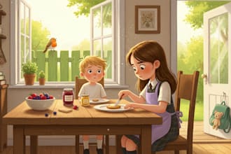 create magical children book illustrations with colorful custom storybook art
