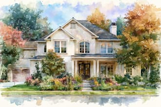 paint watercolor house portrait