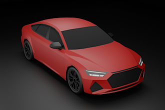 make a 3d car model in low poly style