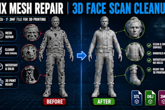 fix mesh repair 3d face scan cleanup stl obj 3mf file for 3d printing