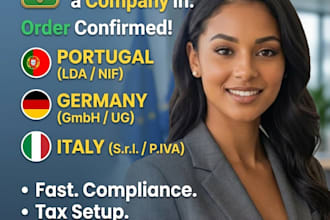 register a company in portugal, germany, or italy with tax setup