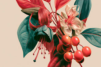 create detailed botanical line art engraving for your project