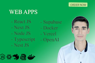 create your custom react js, next js, node js and nest js web application