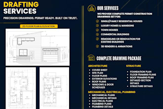 do architcture, structure, and mep design and drafting for permit construction