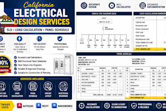 provide california electrical drafting load calculation panel schedule design