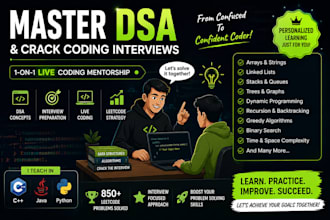teach dsa in cpp java python for coding interviews
