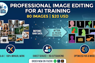 edit a pack of 80 images for ai training and datasets