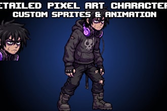 create detailed pixel art characters and sprite animations