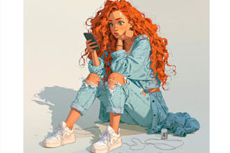 do a digital cartoon illustration
