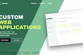 develop a custom web application with react, node, or PHP