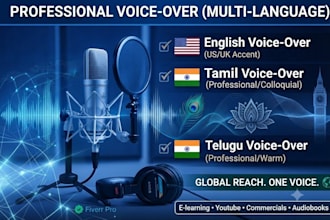 do professional tamil voice over for youtube and ads