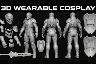 model custom 3d printable cosplay armor, helmet, mask, and weapons stl