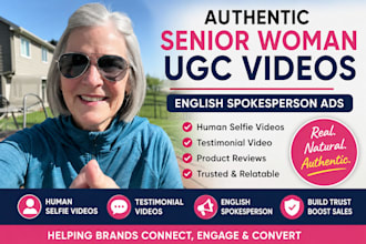 be authentic senior lady female spokesperson human ugc selfie video ugc creator