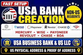 usa bank creation US physical business bank mercury wise chase wells fargo
