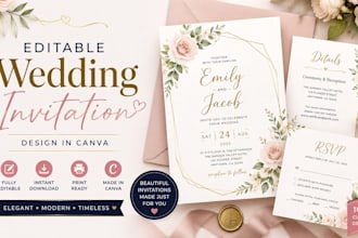 design editable wedding invitation cards in canva