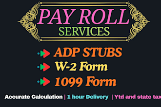 create stubs, w2 forms and paychecks within 2 hrs