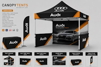 design tent, table cover, flag and canopy tent