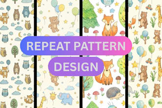create cute seamless patterns for kids products and pod