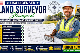 provide USA licensed land surveyor stamped land survey plot plan boundary survey