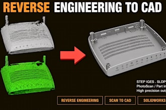 reverse engineer 3d scan to cad, fix stl, create step iges files for 3d printing