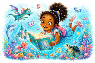 illustrate adorable kids storybook scenes for children