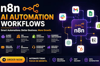 build n8n ai workflows, automation, ai agent, shopify, CRM, ecommerce automation