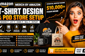 merch by amazon tshirt design print on demand pod store setup KDP amazon seo