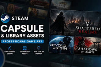 design professional steam capsule, library assets and game key art