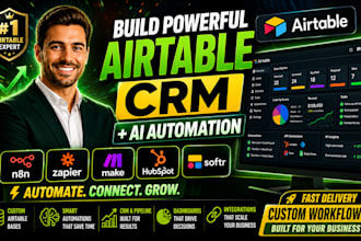 setup airtable CRM, airtable database, softr client portal, n8n ai automation