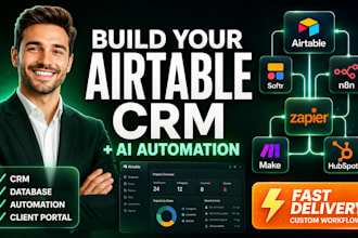 setup airtable CRM, airtable database, softr client portal, n8n ai automation