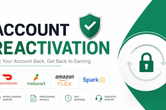 reactivate your doordash, spark driver, amazon flex, instacart, uber account