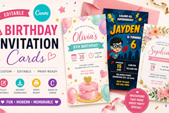 l design editable birthday invitation cards in canva