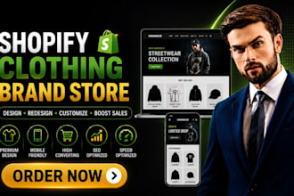 design shopify clothing brand website, shopify clothing store, clothing website