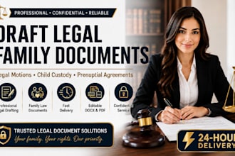 draft your legal motion for family prenuptial child custody agreement as lawyer