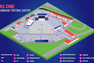 make 3d festival maps, event maps, and vector map