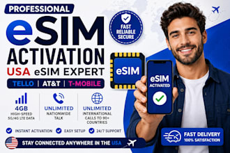activate USA esim for tello, att, and t mobile