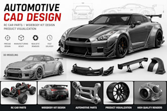 automotive cad parts rc car part widebody kit and product visualization lowpoly