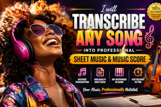 transcribe any song into professional sheet music and music score
