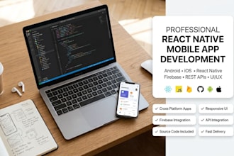 develop a professional react native mobile app for android and ios